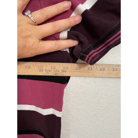 Luke Sport Men’s Polo Shirt Size L Red Pink Stripe Short Sleeve Preppy Rugby Y2k - Picture 4 of 7